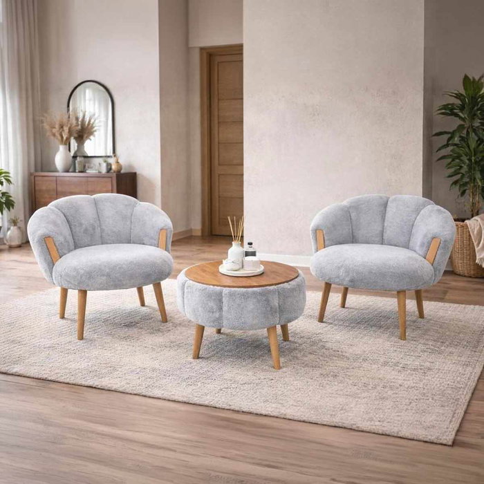 Atelier Del Sofa Juego de Sillones y Mesa de Café Star - Grey